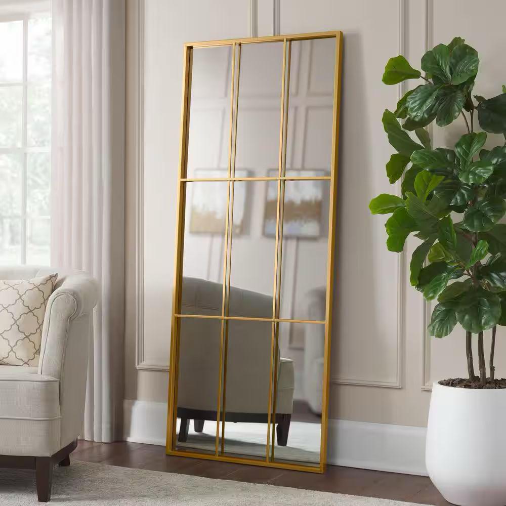 Gold Window Pane Full-Length Mirror