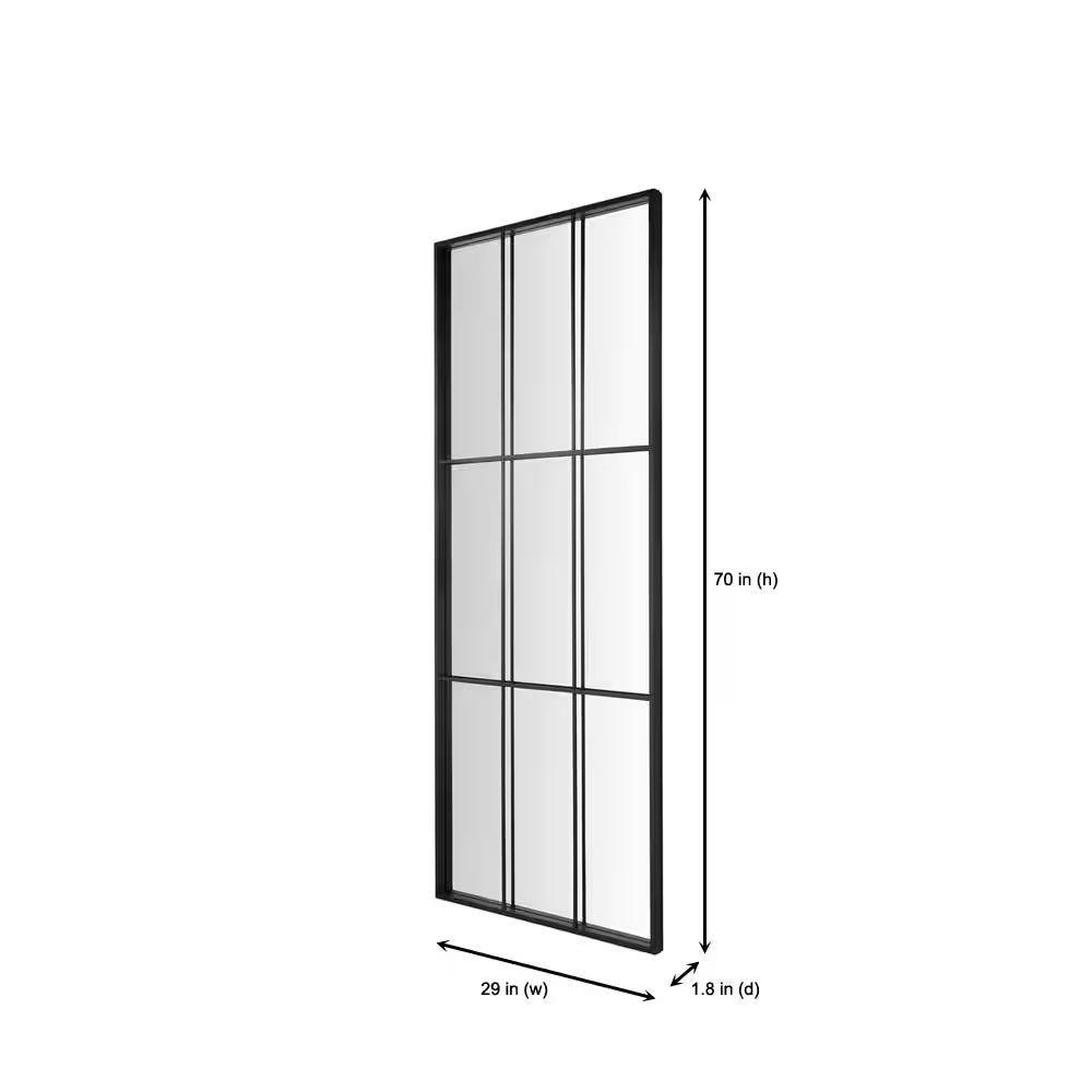 Black Window Pane Full-Length Mirror - Image 2