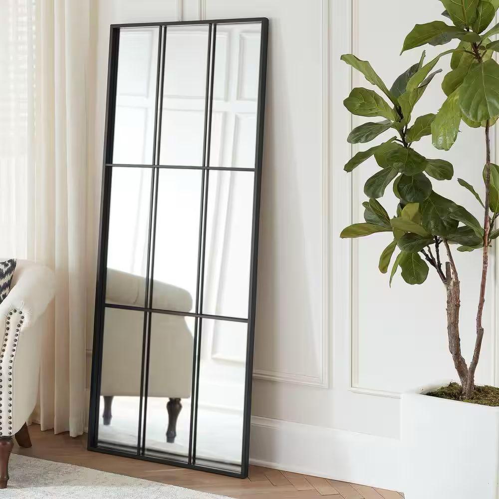 Black Window Pane Full-Length Mirror
